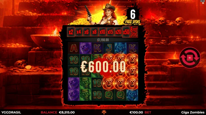 Giga Zombies - κέρδος κατά τη διάρκεια των Free Spins